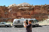 My mode of transport and the way I keep dry at night, Brice National Park, my cousin Sharon